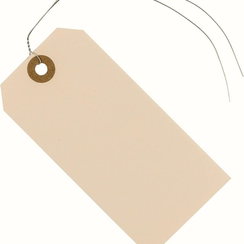 Label Tags with Wire Attached - 4 3/4" x 2 3/8" Box of 100 Blank Manila Tags wit